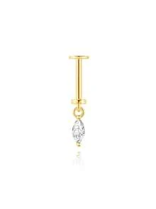 1 pieza Pendientes de botón planos de plata de ley 925, pendientes para perforación de cartílago de la oreja de baja alergia para mujeres, pendientes de cartílago de oreja/nariz chapados en oro de 18K, aptos para uso diario - Dorado - Ver 16