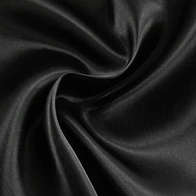 1块丝滑黑色缎面面料，适用于婚礼装饰、服装制作，预裁缝纫DIY材料