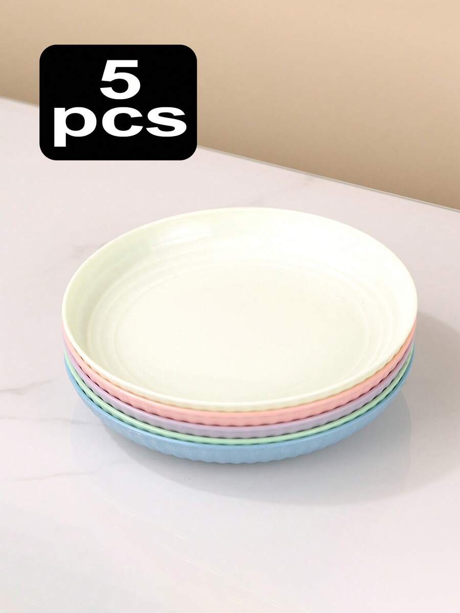 2/5pcs Plastic Plates, Suitable For Camping/Restaurant/Kitchen, Dishwasher , Food Plates, Fruit Plates, Dessert Plates, Snack Plates, Kitchen Dining Plates, Snack Trays - Multicolor - View 1