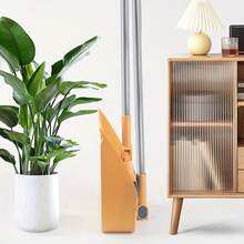 A Set Of Long-Handled Rotating Broom And Dustpan With Comb Teeth, Suitable For Home, Kitchen, And Office Cleaning. - Orange - View 5