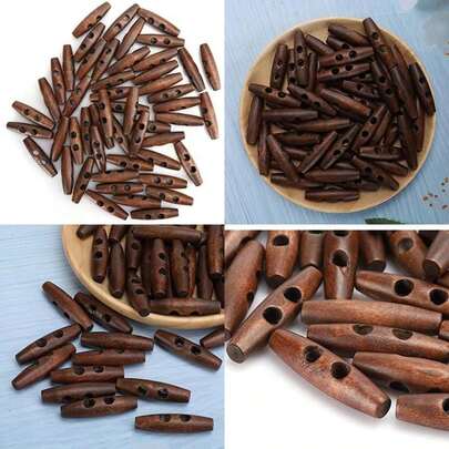 Botones de madera, 50 piezas de café oscuro, 2 agujeros, botones de madera para coser para coser, manualidades, abrigos DIY, accesorios para ropa, decoración(default)