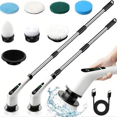 Escova Multifuncional 9 em 1 Recarregável Giratória – Potente, Prática e Fácil de Usar