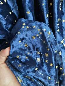 1pc Soft Stretchy Velvet Fabric - Blue, Star Pattern Design, Pre-Cut Size: 0.5 /1/2/3yards, Suitable For DIY Crafts, Tablecloths, Sofas, Toys, Curtains, Backdrops - Royal Blue - View 6