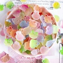 40颗可爱迷你扁平小熊造型珠子，散装树脂珠，珠宝制作装饰，适用于手机壳、剪贴簿、DIY工艺品 - 彩色 - 查看 5