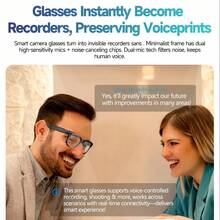 FECOUL 8MP Camera Smart Glasses With 1080P HD Video Recording, 4K Resolution, Metal Semi-Rimless Design, Photochromic Lenses, AI Translation, Voice Assistant, Object Recognition, Interactive Q&A, High-Definition Photo And Video Capture, EIS Algorithm For Stabilization, Wi-Fi Image Transfer To Phone, Slide-To-Adjust Volume, Wear Detection, Dual-Microphone Noise Reduction, Call Noise Cancellation, And Hi-Fi Audio. Ideal For Both Women And Men In Business Travel, Professional Settings, Driving, Leisure, And Other Scenarios. The Perfect Outdoor Business Companion Or Holiday Gift. - W610黑 - 查看 11