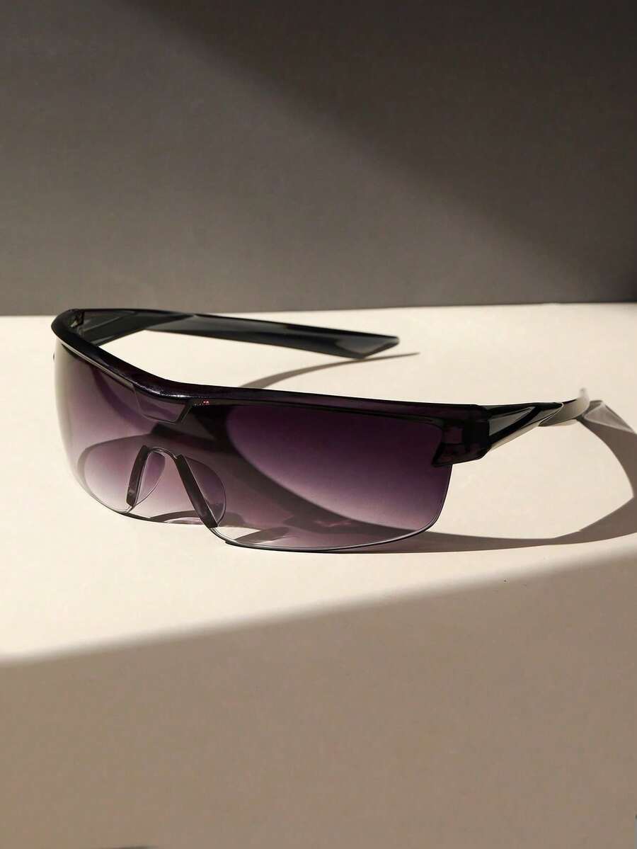 1件 Gemotrical 塑料超大 Y2k 女士旅行眉框环绕式时尚眼镜户外配件 - 漸層灰 - 查看 1