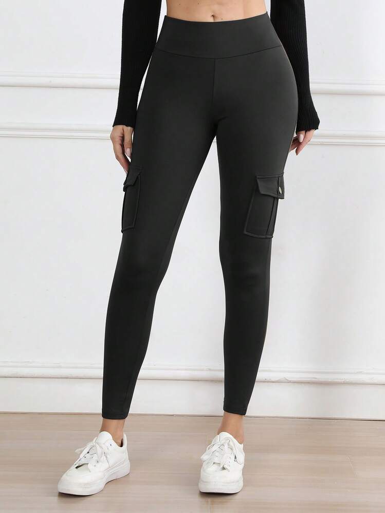 3条装女士户外工装口袋紧身裤，水洗迷彩印花高腰紧身打底裤，适合运动、休闲、健身 - 彩色 - 查看 8