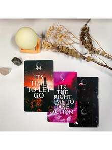 Mystical Moon Oracle 60-Card Deck-Insightful Fortune Telling Cards With Keywords For Guidance On Timing,Life Choices & Relationships,Tarot Cards For Beginners,Funny Party Board Game,Paper Material,Suitable For Teens & Adults 14+ - Multicolor - View 3