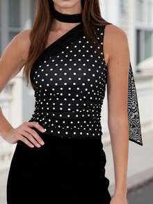 Women's Halter Tank Tops With Scarf Stylish Solid Color Casual Slim Fit Vest For Summer And Spring - 黑色 - 查看 4