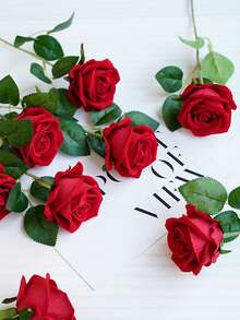 1/3支仿真玫瑰，19.69英寸（约50厘米）仿真天鹅绒玫瑰，长茎，优雅花卉，适用于婚礼装饰、新娘捧花、家居、酒店、花园装饰、花瓶装饰、情人节礼物、节日餐桌装饰 - 彩色 - 查看 12