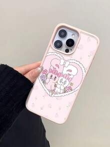 Funda magnética rosa con diseño de conejito, adornada con flores y corazones. Compatible con  17,  16,  16 Pro Max,  15,  15 Pro Max,  14,  13,  12 y  11 Pro. Fabricada en TPU, ofrece protección contra golpes. Un regalo ideal para familiares, amigos, niños, cumpleaños, Año Nuevo Chino, vacaciones, parejas y San Valentín. - Rosa - Ver 4