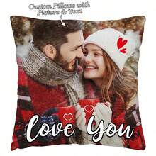 Customized Photo Throw Pillow Case, Personalized Couples Family Pets Single-Sided Printed Cushion Cover, Velvet - Multicolor - View 15