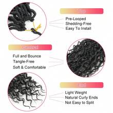 8包女神辫钩编发，河流辫钩编发，合成波西米亚风柔软仿辫，卷曲发尾，女士钩编接发 - 彩色 - 查看 6