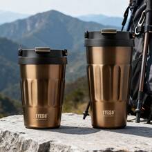 TYESO 400ml Vacuum Insulated  Bottle With Handle. Keeps Drinks Hot Or Cold For 6 To 12 Hours. Leak-Proof Double-Walled Stainless Steel Construction. Unique Design. Ideal For Sports, Fitness, Travel, Commuting, And School Use. Perfect As A Gift. - 灰色的 - 查看 9