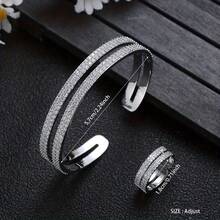 1 Set Sparkling Bangle & Ring Set, Elegant Design, Suitable For Daily Wear, Great Gift For Girlfriend - Multicolor - View 6