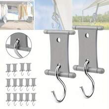 4/8 Piezas Ganchos en forma de S para toldo de camping, Colgador de tienda de campaña RV con agujeros, Colgador ligero, Adecuado para accesorios de caravana y camping - Gris - Ver 2