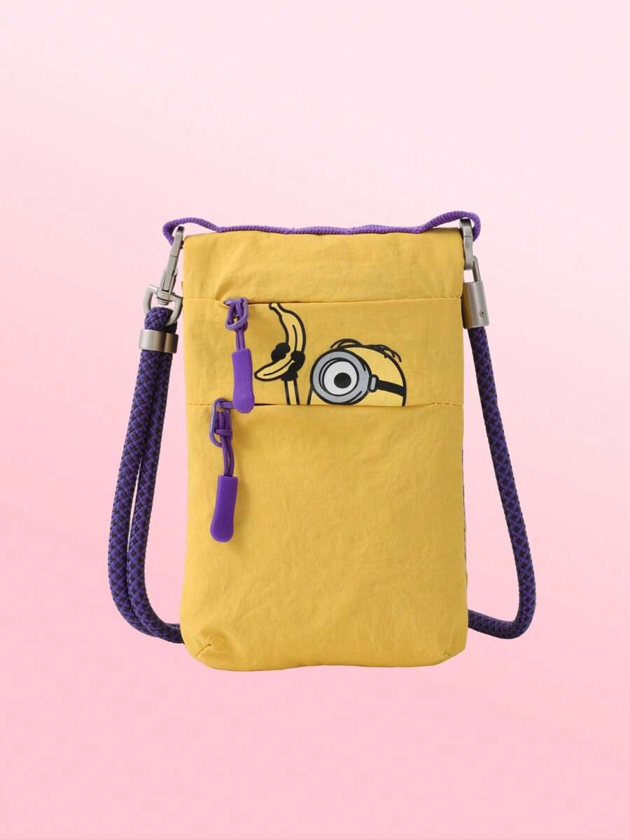 Minions Outdoor Sweat-Proof Running Cell Phone Bag Multifunction Nylon Cell Phone Holster Small Crossbody Bag Gym Fitness Cell Phone Key Holder Pouch Bag Casual Shoulder Bag - Yellow - View 1