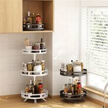 3 TIER 360° ROTATING SPICE RACK ORGANIZER METAL KITCHEN SEASONING JARS SHELF UK - Multicolor - View 2