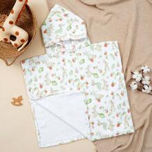 1PC Hooded Baby Towels-Soft & Absorbent Coral Fleece Towel For Comfort & Warm - 24x24 Inches Bath Essential Or Shower Autumn Winter Gift For Newborn And Toddler - Multicolor - View 3