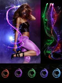 360° LED光纤旋转超亮光学手环发光像素流动玩具，适用于派对、嘉年华和电子音乐节，耐用手柄，像素流动效果，是圣诞节、万圣节、新年、音乐节、派对、酒吧、夜总会和舞蹈表演的完美之选。 - LED多色光發光長鞭 - 查看 6