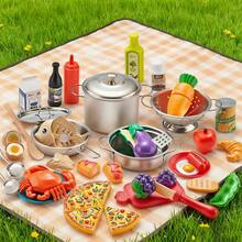 52PCS Kids Kitchen Cutting Play Set 18M+ Toddler Pretend Play Toys With Food Fruits Vegetables Educational Birthday Gift - Multicolor - View 4