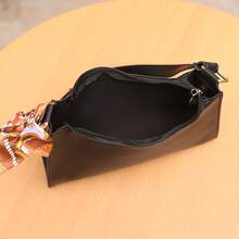 Women's Casual Fashionable Crescent Shoulder Bag, Comes With Exquisite Scarf, Versatile Minimalist Underarm Bag - Black - View 6