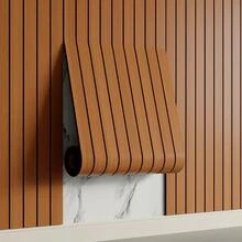 Yutianli PVC Slat Wall Panel Peel And Stick 236"X 15.7" Faux Wood Slat Panel Artificial Oak Wood Grain Self-Adhesive Soundproof 3D Wall Panel For Walls And Ceilings - 236吋 x 15.7吋 + 胡桃木 - 查看 1