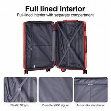 AAIVV 4-Piece Expandable Luggage, ABS Travel Luggage Set With Dual Spinner Wheels, TSA Lock Hard Shell Durable Travel Bag Luggage Set (13/20/26/28 Inch) Is Suitable For Everyone's Travel Needs - 玫瑰金 - 查看 5