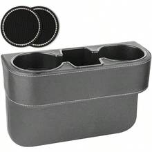 Car Seat Gap Filler Organizer Auto PU Leather Console Side Storage Box With Cup Holder Extender For Drink Car Organizer Front Seat Accessory For Holding Phone Sunglasses Keys Cards
