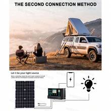 Kit de generación de energía solar 2024, 10000W de potencia, 500W de panel, inversor de onda sinusoidal pura de 100A MPPT de 12V/24V a 110V/220V, sistema completo fuera de la red, adecuado para el hogar, emergencias, campamento, certificado CE - Negro - Ver 11