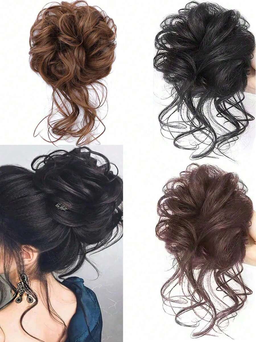1pc Elegant And Slouchy Hair Bun Ring Female Hair Accessory Suitable For Daily Wear, Outdoor Dressing And DIY Hairstyling For Thick And Wavy Hair Hair Ties Ponytail Holders Hair Elastics Hair Rubber Bands Scrunchies Hair Rope Elastic Hair Tie, Hair Bobbles - 1pc - 查看 1