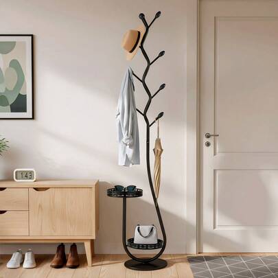 Senmeo Branch-Style Multi-Hook Coat Rack (1-Pack) - Heavy-Duty Metal, Marble Base (Gold) | Holiday Home/Entryway Organizer Gift