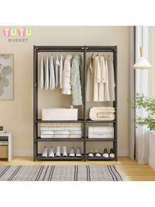 Perchero Independiente De Doble Capa, Perchero De Pie, Organizador De Metal Para Ropa Armario, Closet Organizador De Ropa, Estante De Ropa Para BalcóN, Dormitorio Y LavanderíA, Perchero, Expositor De Ropa, Armario, Organizador De Armario Colgante De Dos Niveles PortáTil Con, Almacenamiento De Vestuario Independiente Para Abrigos, Dormitorio, Entrada, Estructura De Acero Duradera, Ensamblaje FáCil, EstanteríA De Almacenamiento MetáLico Multiusos(Negro) - Negro - Ver 1