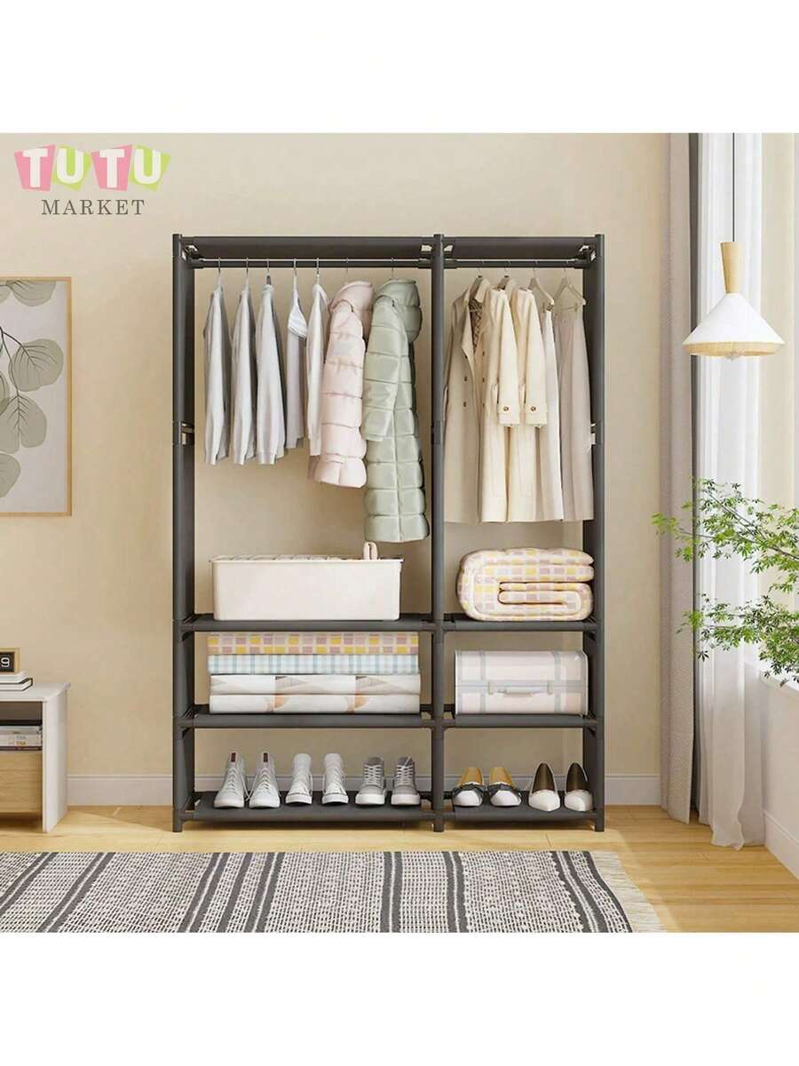 Perchero Independiente De Doble Capa, Perchero De Pie, Organizador De Metal Para Ropa Armario, Closet Organizador De Ropa, Estante De Ropa Para BalcóN, Dormitorio Y LavanderíA, Perchero, Expositor De Ropa, Armario, Organizador De Armario Colgante De Dos Niveles PortáTil Con, Almacenamiento De Vestuario Independiente Para Abrigos, Dormitorio, Entrada, Estructura De Acero Duradera, Ensamblaje FáCil, EstanteríA De Almacenamiento MetáLico Multiusos(Negro) - Negro - Ver 1