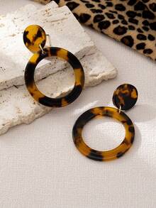 1 Pair Fashionable & Elegant Leopard Heart Earrings, Gift For Women Suitable For Daily Wear, Dating Or Gifting On Valentine's Day Valentines,Mom,Mother,Mother's Day,Gift