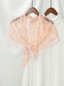 1件女士碎花蕾丝边领巾,适合春夏婚礼、派对、外出就餐等场合,带流苏,可作面纱,适合秋季婚礼、女士服装、情人节配饰。 - 純色 - 查看 32