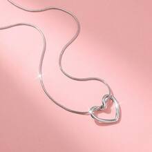 1 Stück 925 Sterling Silber Cut Out Herz Anhänger Halskette, minimalistischer & eleganter Stil geeignet für Alltag, Party, Urlaub. Tolles Geschenk für Familie, Freunde, Weihnachten, Valentinstag, Geburtstag