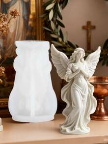 1个可爱天使翅膀硅胶模具 – 适用于DIY蜡烛/石膏/树脂/肥皂工艺品，情人节/母亲节/生日/春季创意礼物，适合家居装饰和蜡烛制作用品 - 白色 - 查看 2