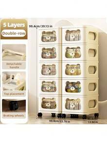 3/4/5 Tier Toy Storage Organizer For Kids - Large Capacity Toy Storage Cabinet With Drawers & Wheels, Boys Girls Toy Shelf Bookshelf With Storage For Nursery, Playroom, Bedroom (Beige) - Beige - View 16