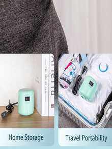 1个家用衣物收纳真空袋，粉色，手动真空泵，绿色标准插头真空泵，电动真空泵，方便季节性衣物整理和收纳