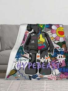 Kawss Merch Kawaii Kaw Blanket For Men Women Warm Cozy Fluffy Throw Blankets For Bed - màu đen - Xem 3