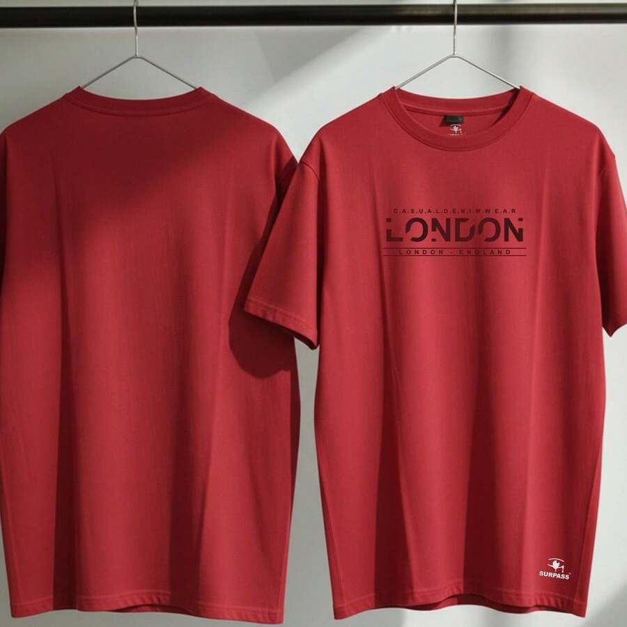 SURPASS camiseta personalizada estampada de algodão macio confort roupa masculina london - Vermelho - Visão 1