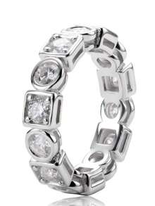 1pc Cubic Zirconia Inlaid Charming Ring, Suitable As Valentine's Day Gift, Wedding Anniversary Gift Or Party Accessory For Women - 1# - View 2