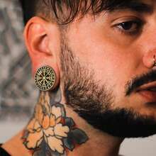 2PCS 316L Stainless Steel Ear Gauges Stretcher Viking Rune Ear Plugs Tunnels Earrings Piercing Expanders Body Jewelry For Women Men - 1431 - View 6