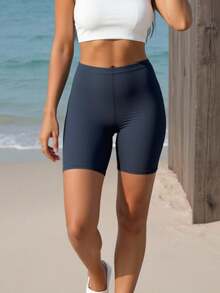 Swim Lushoire Quần bơi trơn màu, kiểu dáng đơn giản cho kỳ nghỉ biển - màu đen - Xem 4