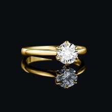 JewelryPalace Classic 0.5-2ct Round Cut Moissanite Solitaire Engagement Rings For Women, 14K White Yellow Rose Gold Plated 925 Sterling Silver Promise Ring, Simulated Diamond Anniversary Rings D-F VVS,YellowGoldPlated7 - 鍍金7 - 查看 4