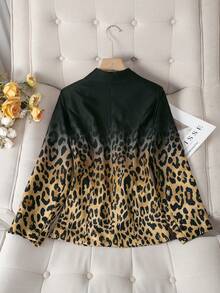女士时尚豹纹渐变西装外套 - 棕色 - 查看 2