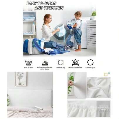 - Funda para cabecero de cama tamao, funda elstica para cabecero de cama, funda protectora de terciopelo a prueba de polvo para cabecero tapizado blanco, para cabecero 59 - 67