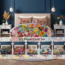 3 Pieces Full/Queen/King Size Quilt Set, Machine Washable, Lightweight Bedding Coverlet, Brushed Microfiber Quilt Cover, Warm Quilted Blanket Bedding Sets With Pillow Shams, Modern Style Thin Comforter, 2 Pieces Twin Quilt Set - 玫紅色 - 查看 1