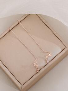 Nooxian 2pcs Micro-Inlaid Star Tassel Zirconia Ear Chain Earrings For Women - Rose Gold - View 3